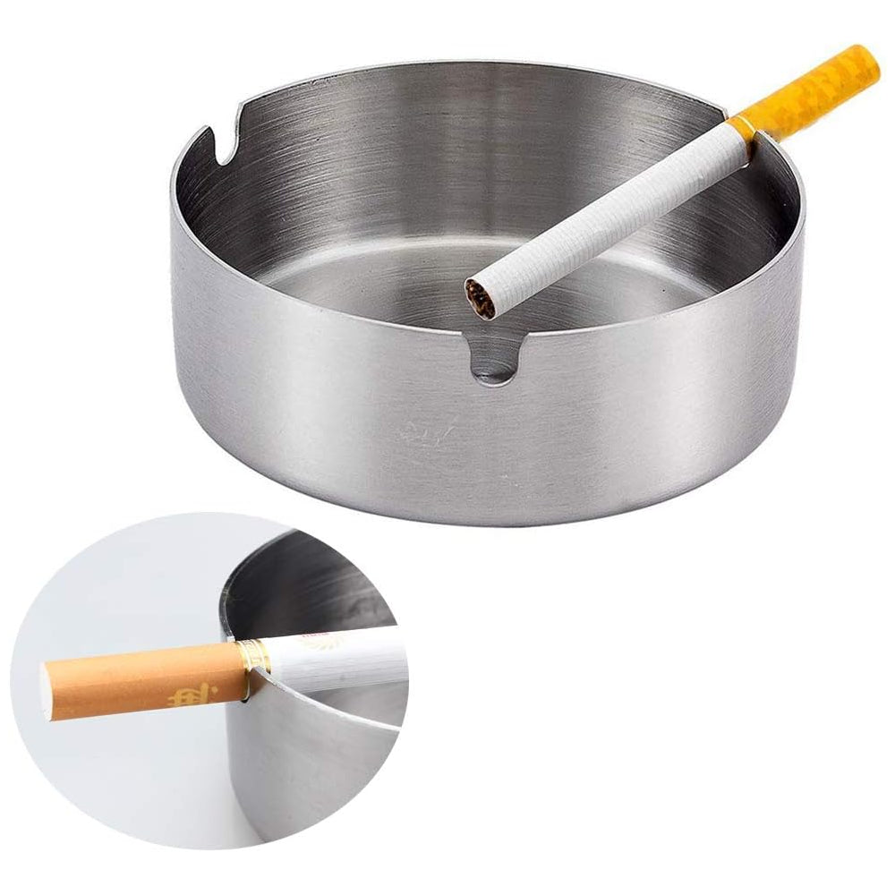 Round Stainless Steel Ashtray - 0