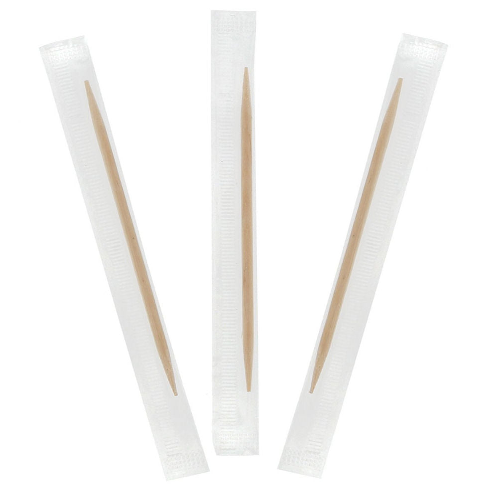 Wooden Toothpicks Individually Wrapped - Carton (20000)