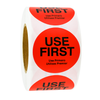 Red Removable Use First Labels - Roll of 500