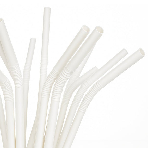 White Flexi Paper Straws 8" - Pack of 40 - BarBits.co.uk