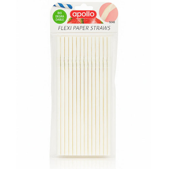 White Flexi Paper Straws 8" - Pack of 40 - BarBits.co.uk
