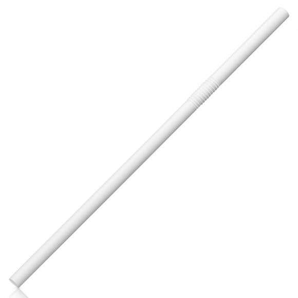 White Flexi Paper Straws 8" - Pack of 40 - BarBits.co.uk