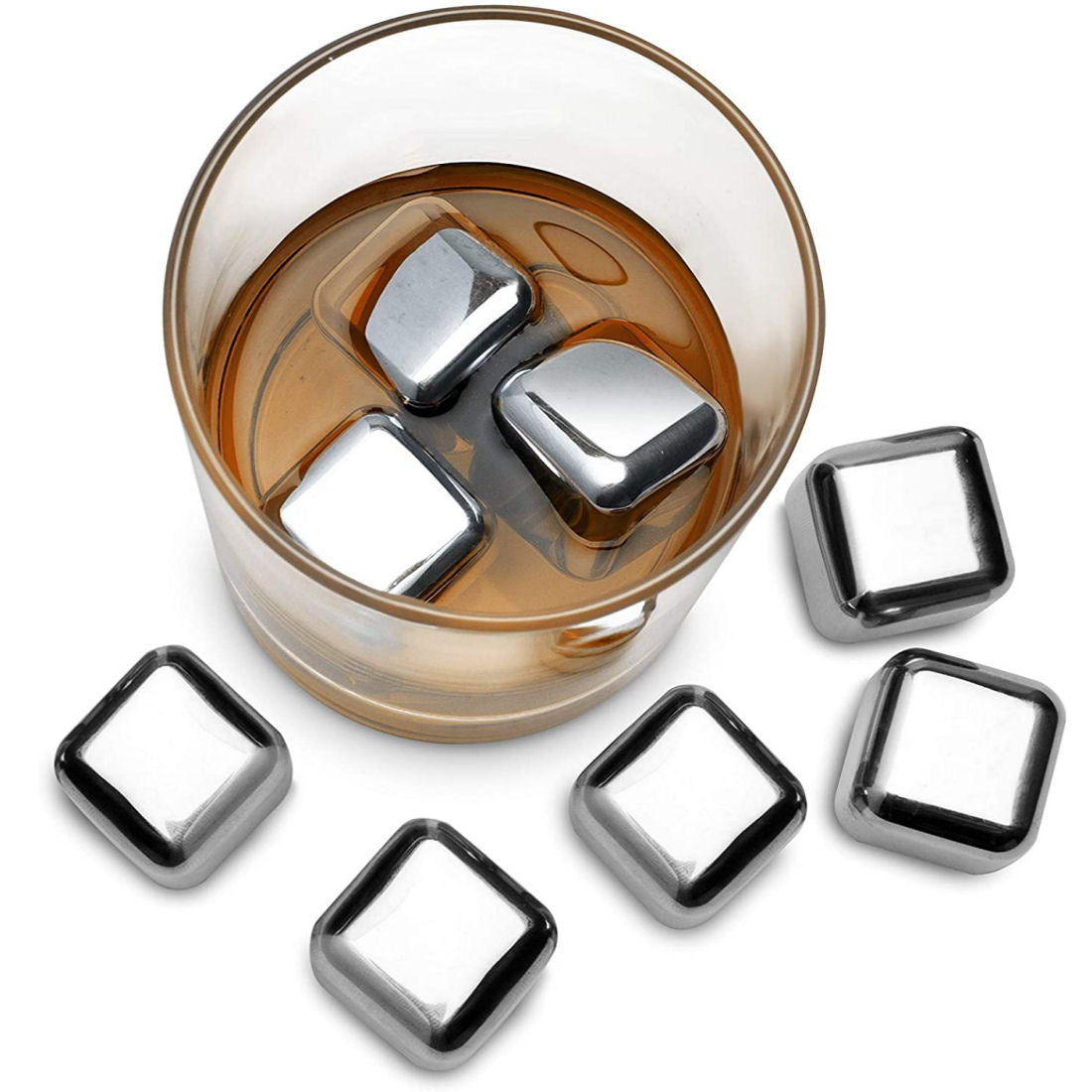 Large Stainless Steel Ice Cubes - Pack of 6