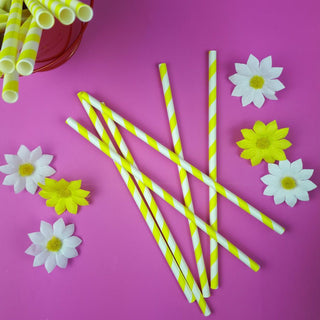 Yellow Candy Stripe Paper Straws 8