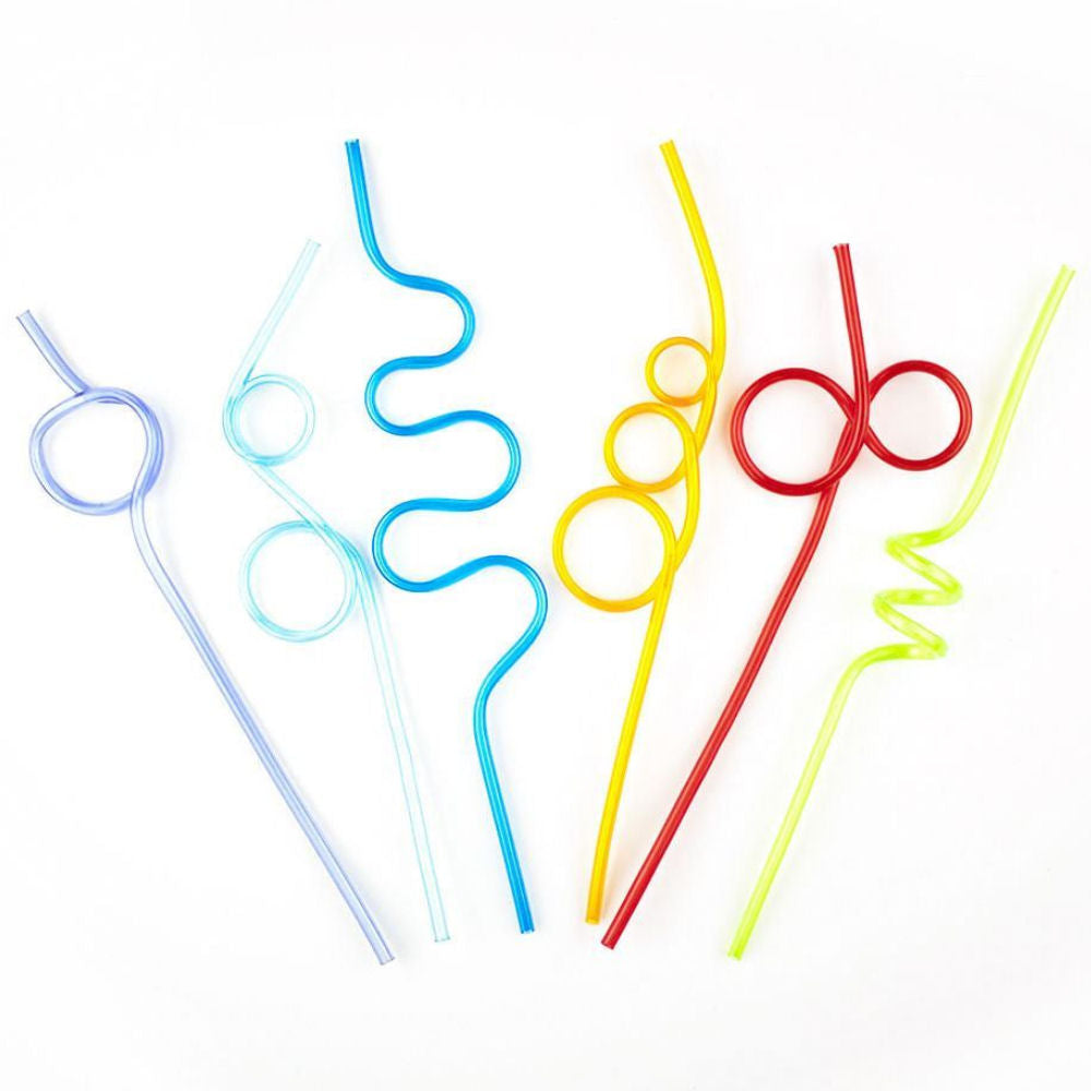 Plastic Curly Fun Straws - Pack of 5 - 0