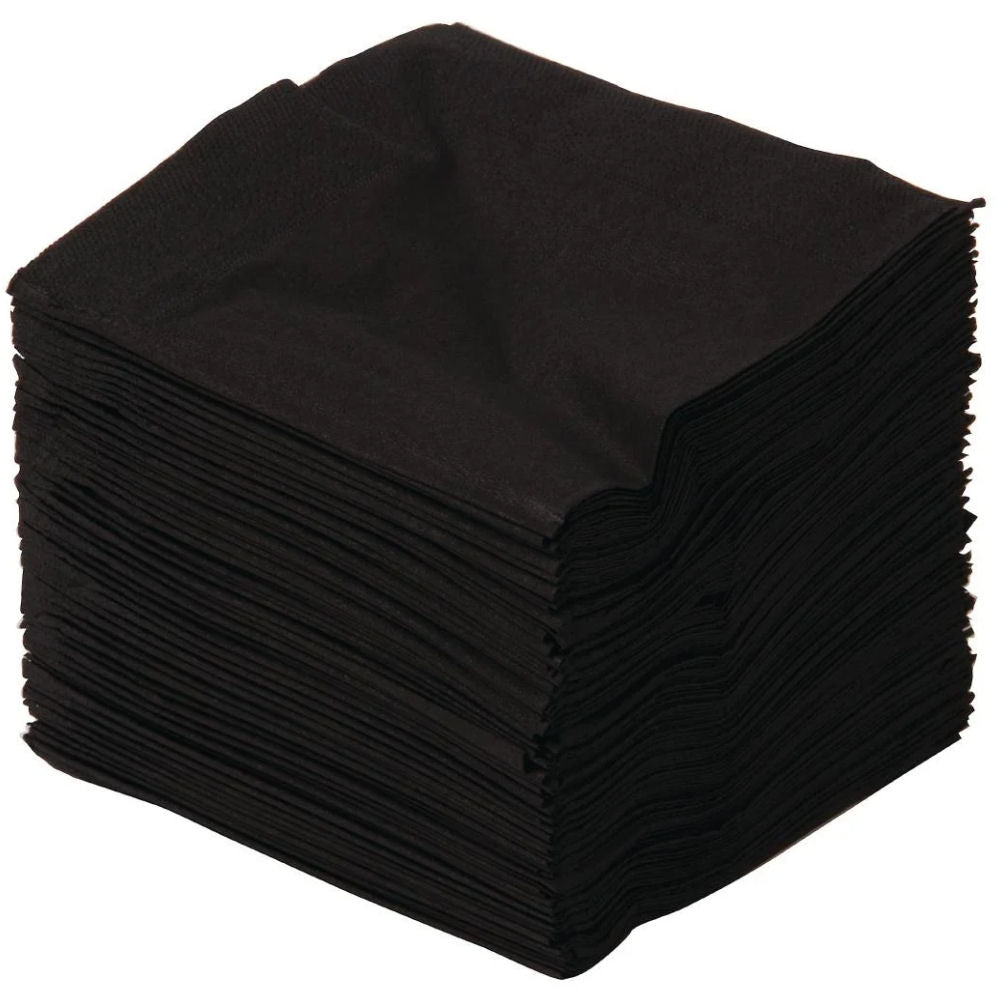 Black Cocktail Napkins 2ply 25cm - Pack of 250