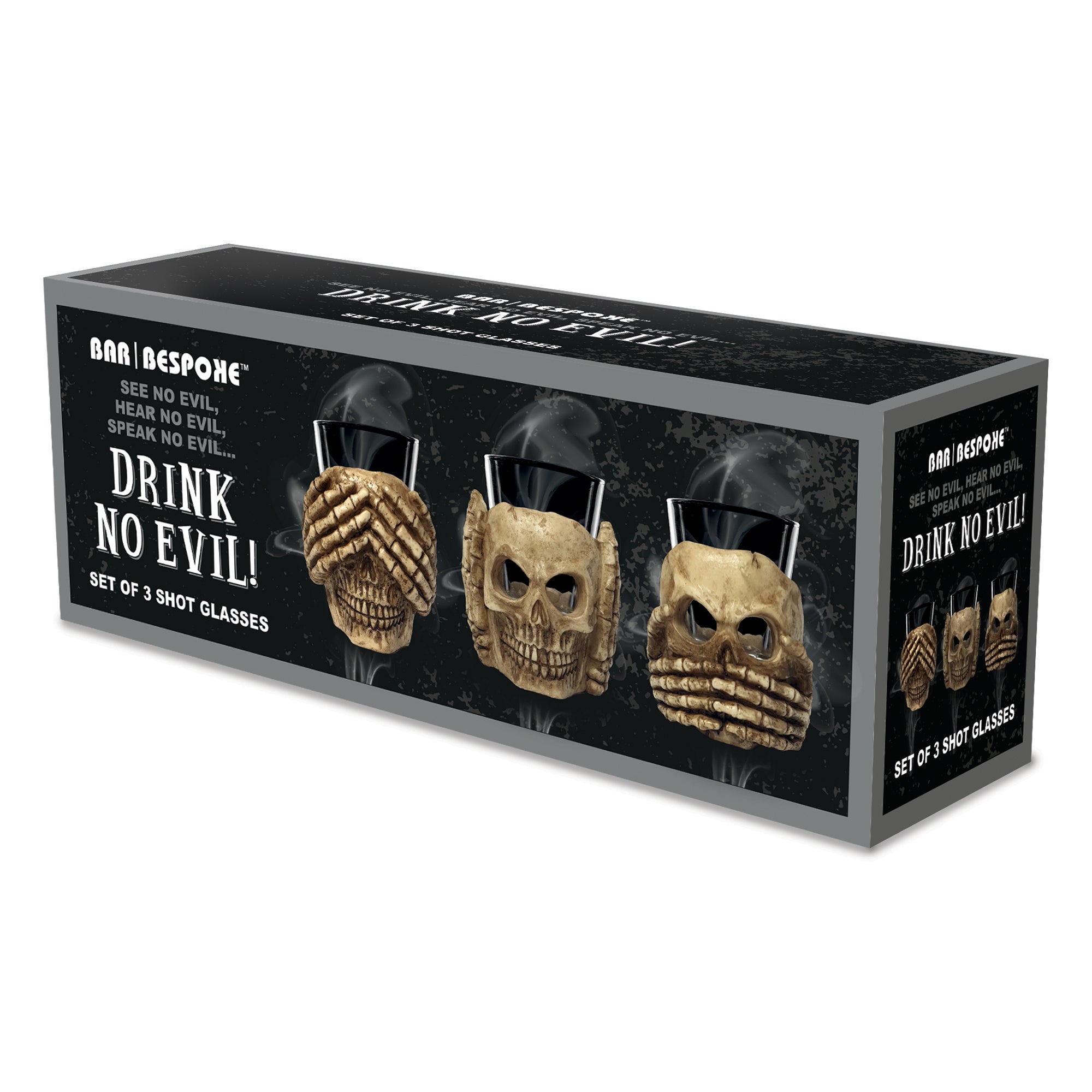Drink No Evil Shot Glasses - Pack of 3