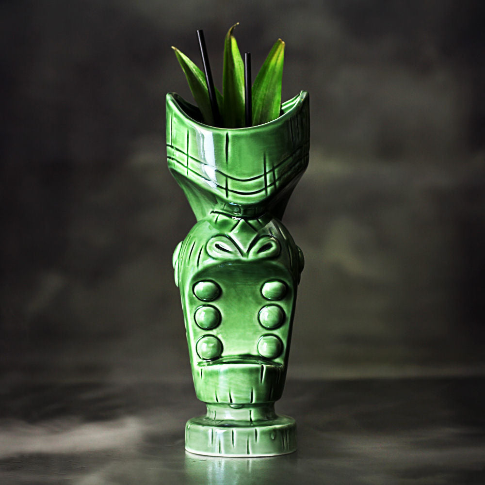 Large Mouth Green Tiki Mug - 650ml - 0