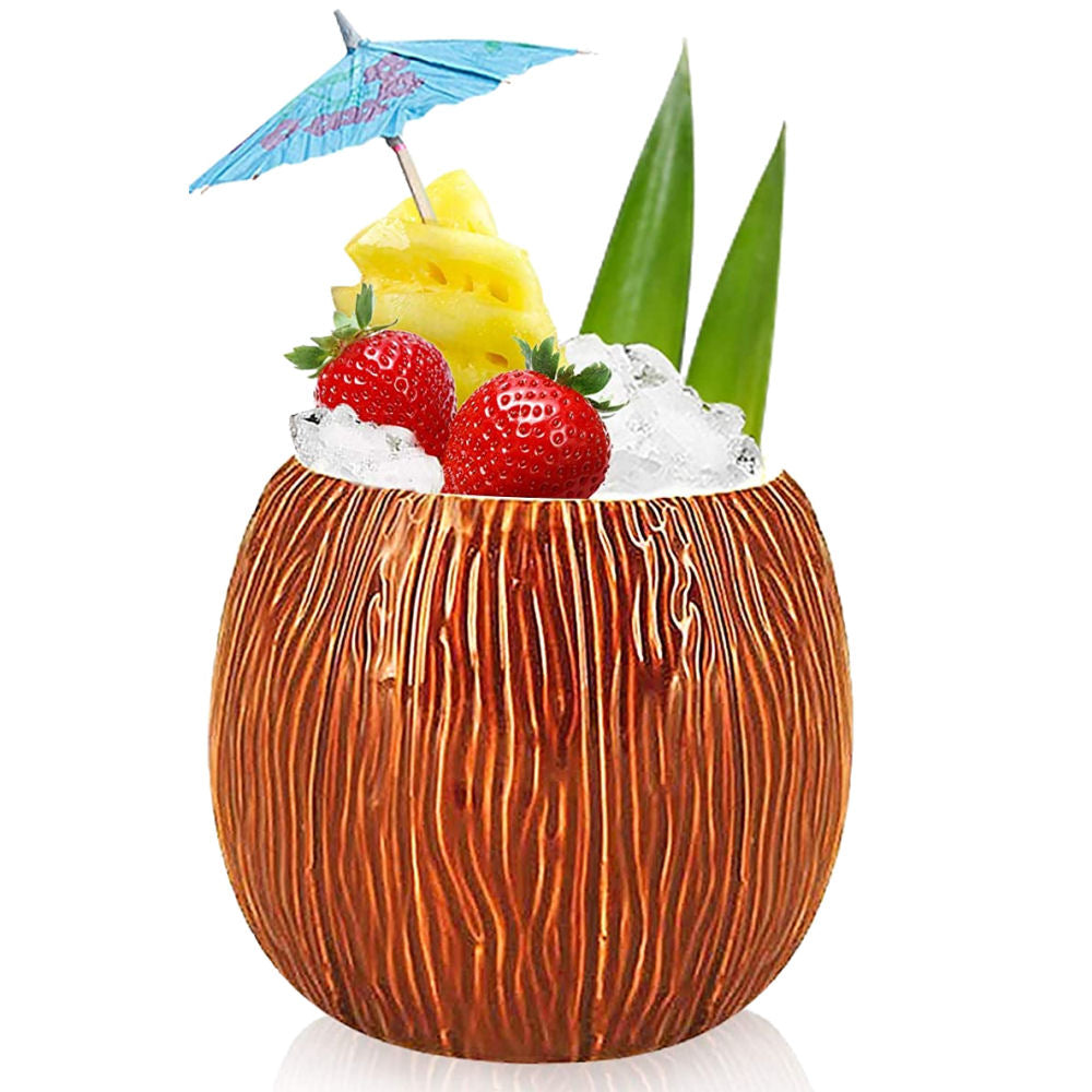 Ceramic Coconut Shaped Tiki Mug 17.5oz