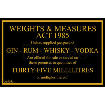 35ml Weights & Measures Act Law Sign - BarBits.co.uk