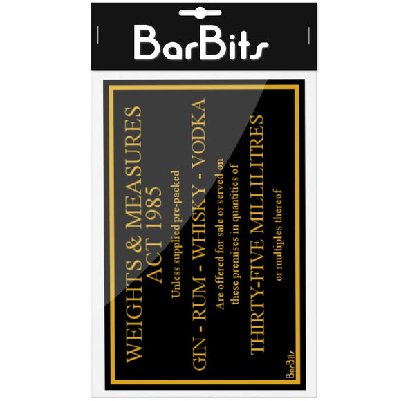 35ml Weights & Measures Act Law Sign - BarBits.co.uk