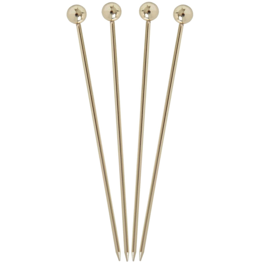 Gold Ball Garnish Picks - Pack of 4