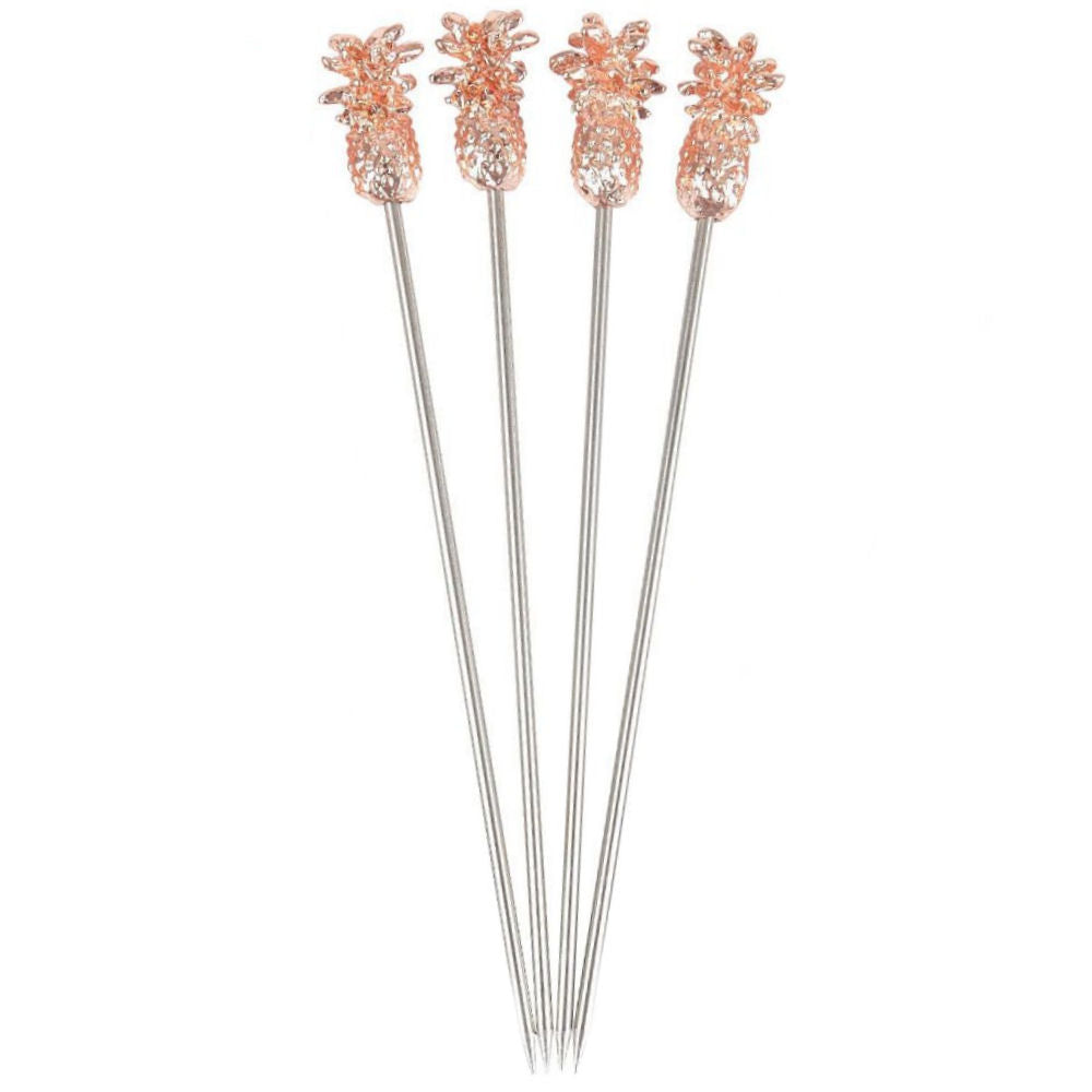 Copper Pineapple Garnish Picks - Pack of 4