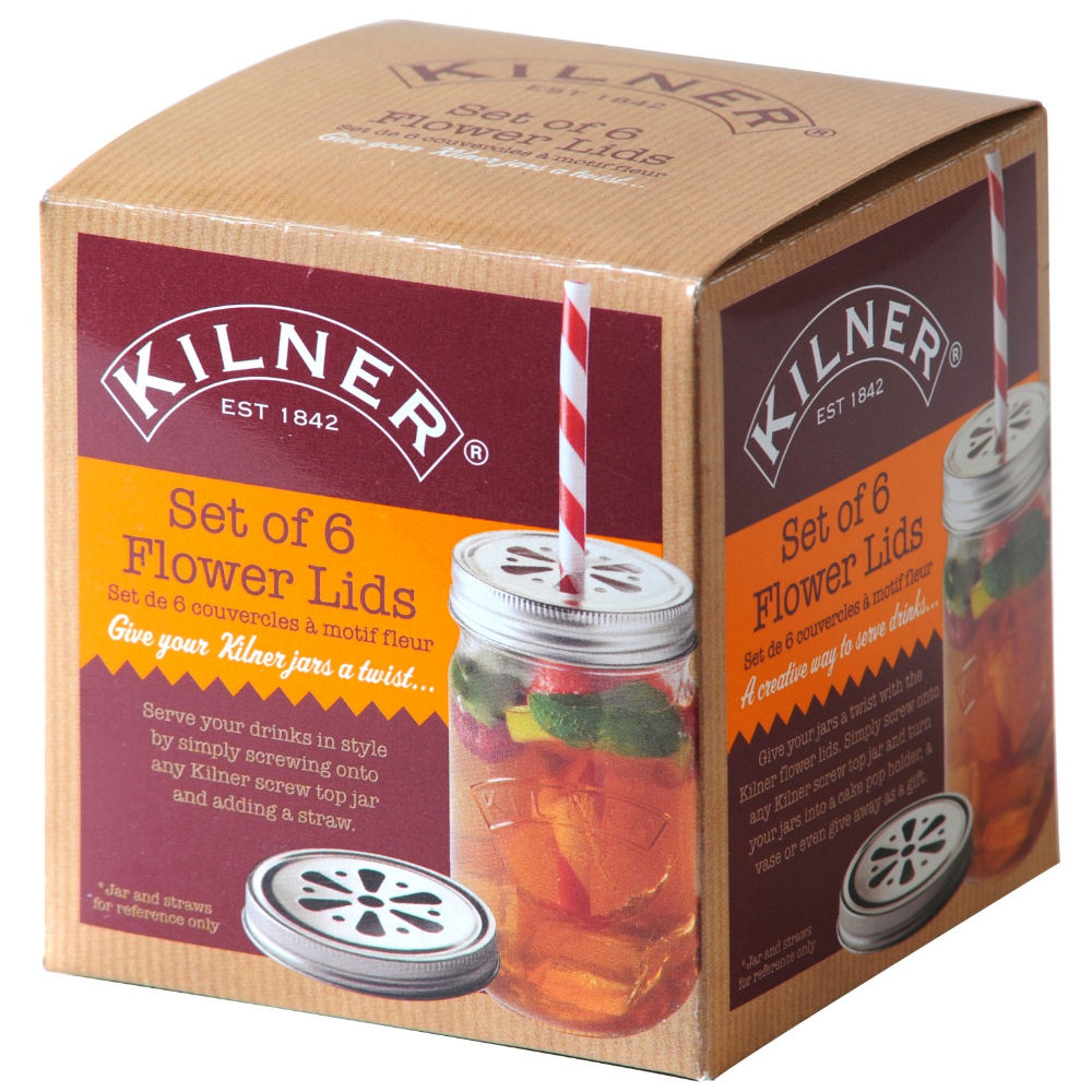 Kilner Flower Drinking Jar Lids - Pack of 6 - 0