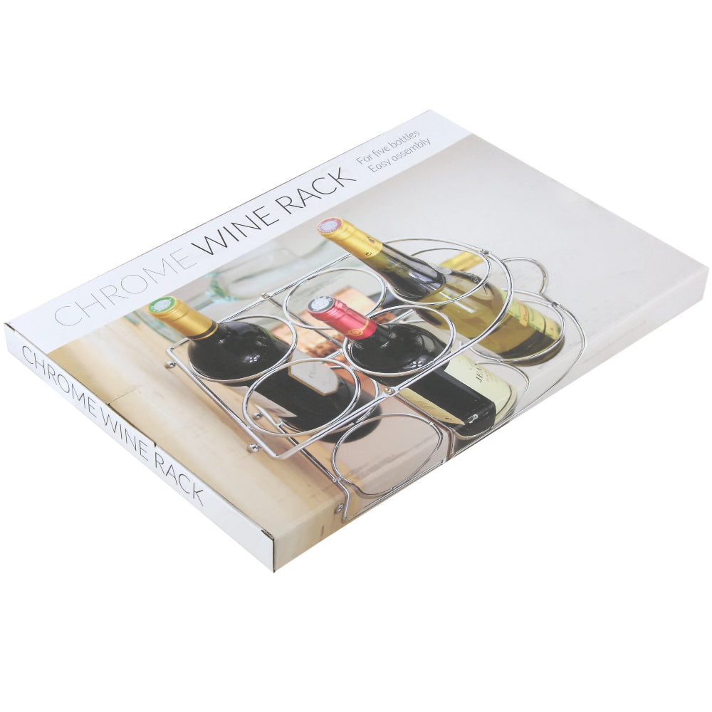 5 Bottle Wine Rack - Chrome