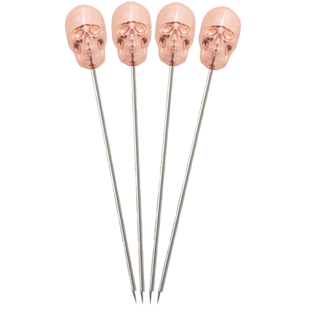 Copper Skull Garnish Picks - Pack of 4