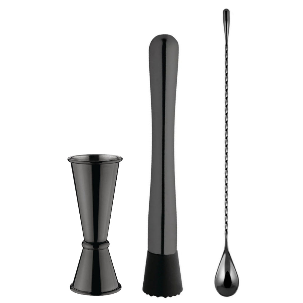 Gunmetal Cocktail Accessory Set - 3 Piece - 0