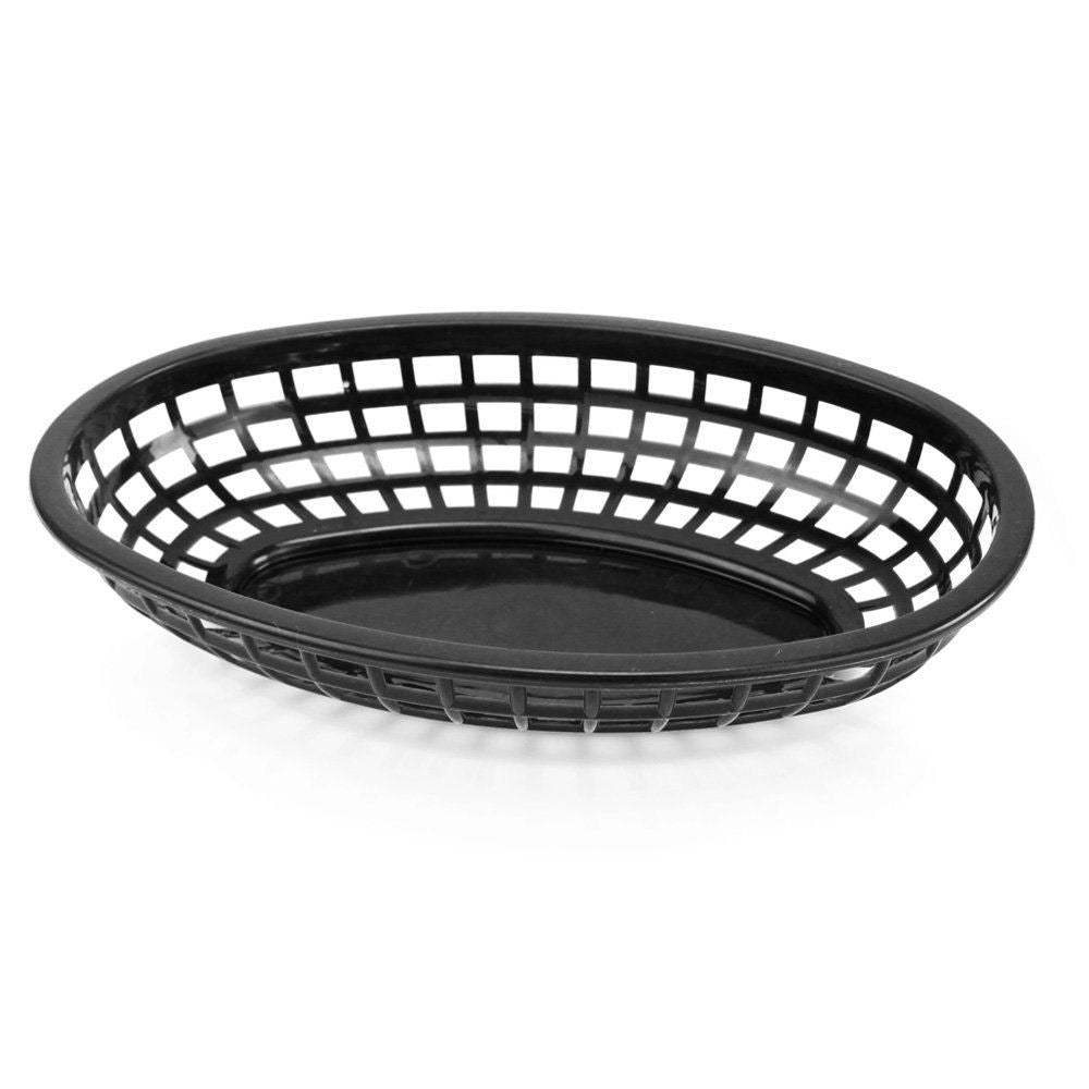 Oval Fast Food Plastic Basket - Black