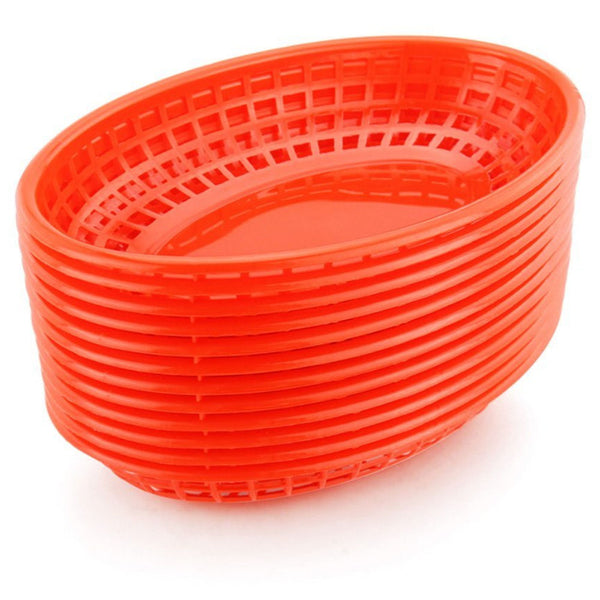 Oval Fast Food Plastic Basket - Red
