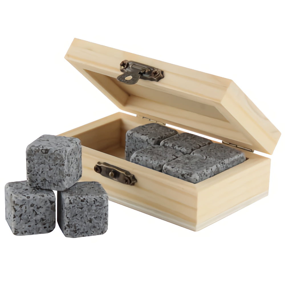 Granite Whisky Stones With Wooden Box - Set of 8