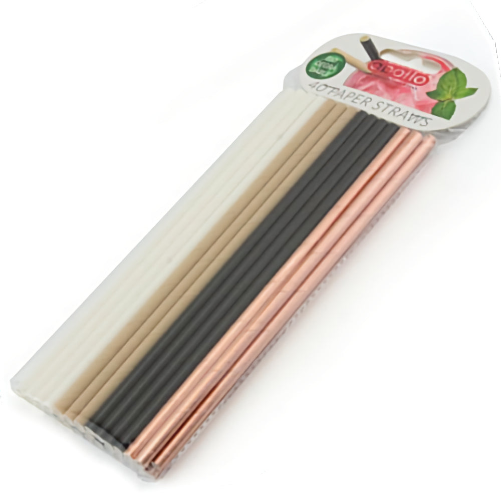 Mixed Paper Straws 8" - Pack of 40