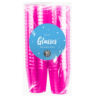 Pink Neon Plastic Shot Glasses - Pack of 40