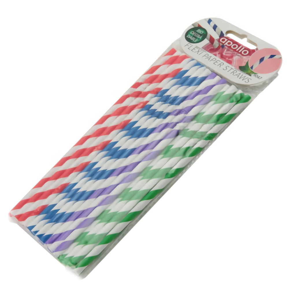 Striped Flexi Paper Straws 8" - Pack of 40