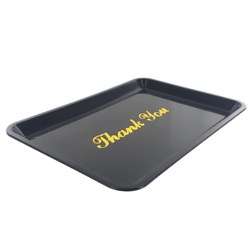 Black Plastic Tip Tray - Gold Thank You - 0