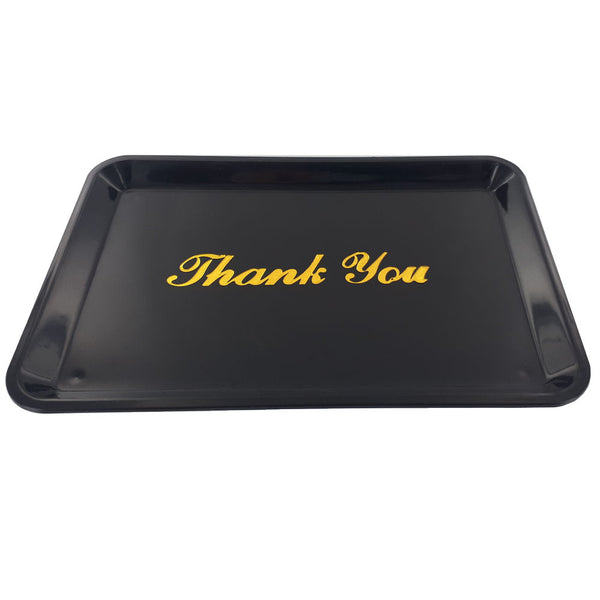 Black Plastic Tip Tray - Gold Thank You