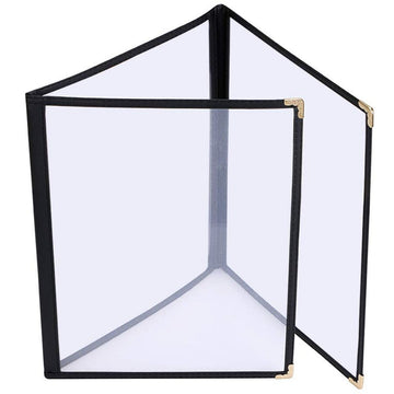 A4 Black American Style Menu Cover - Triple Fold - BarBits.co.uk