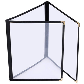 A4 Black American Style Menu Cover - Triple Fold