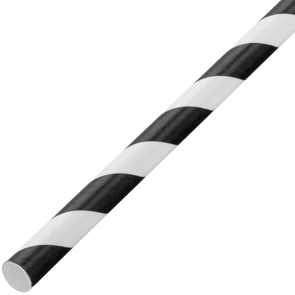 Black Candy Stripe Paper Straws 8" - Pack of 250