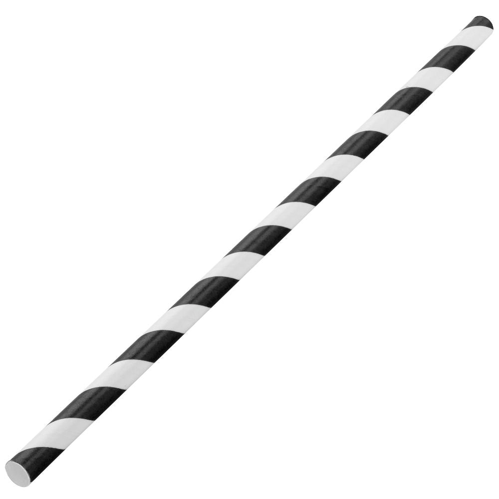 Black Candy Stripe Paper Straws 8" - Pack of 250