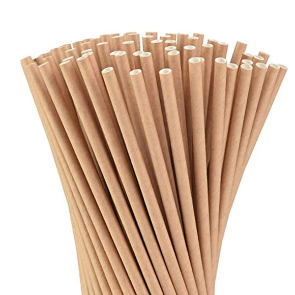 Brown Paper Straws 8" - Pack of 50 - BarBits.co.uk