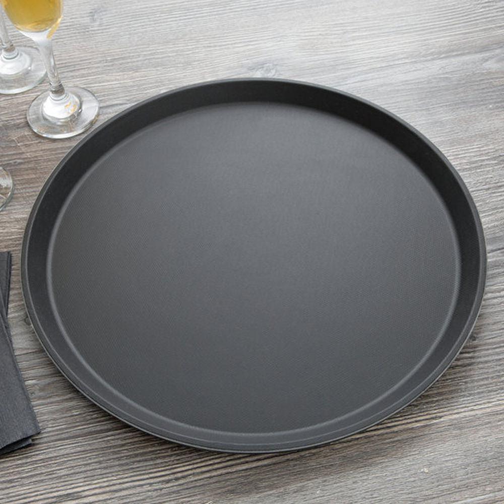 Round Non-Slip Tray Black 11" - 0