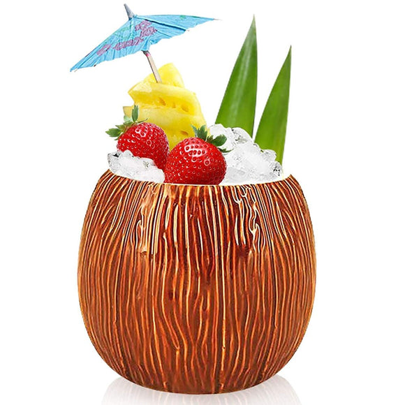 Ceramic Coconut Shaped Tiki Mug 17.5oz - BarBits.co.uk