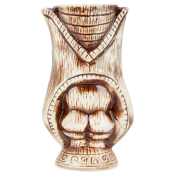 Ceramic cheeky kane tiki mug 400ml brown novelty bar mug for serving cocktails juices or soft drinks - BarBits.co.uk