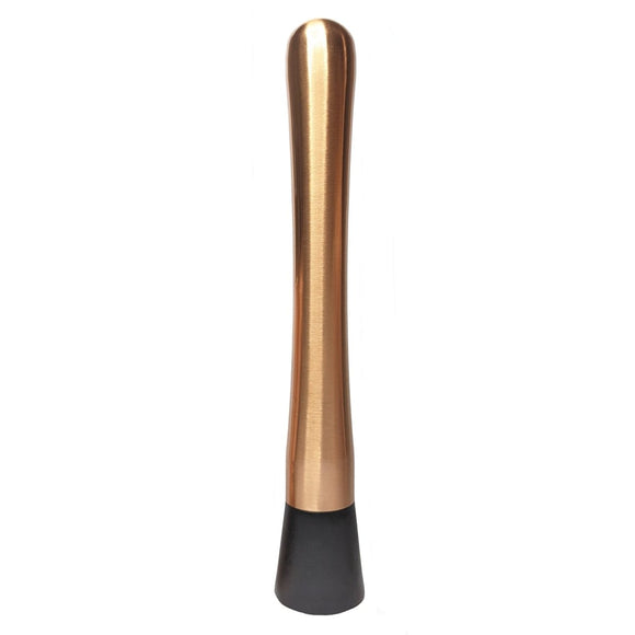 Cocktail muddler 20cm brushed copper tool with serrated base for muddling herbs fruits and ice in cocktails - BarBits.co.uk
