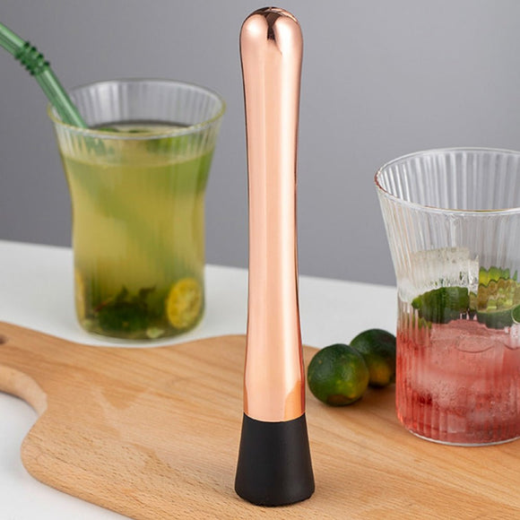 Cocktail muddler 20cm brushed copper tool with serrated base for muddling herbs fruits and ice in cocktails - BarBits.co.uk