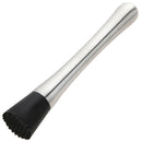Cocktail muddler 20cm brushed stainless steel tool with serrated base for crushing herbs and fruits - BarBits.co.uk