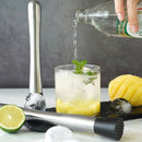 Cocktail muddler 20cm brushed stainless steel tool with serrated base for crushing herbs and fruits - BarBits.co.uk