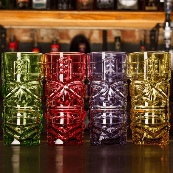Coloured Tiki Hiball Glasses - Pack of 4 - BarBits.co.uk