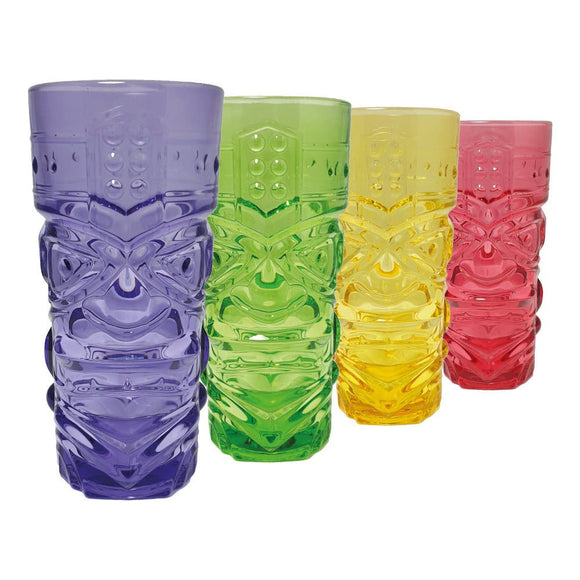 Coloured Tiki Hiball Glasses - Pack of 4 - BarBits.co.uk