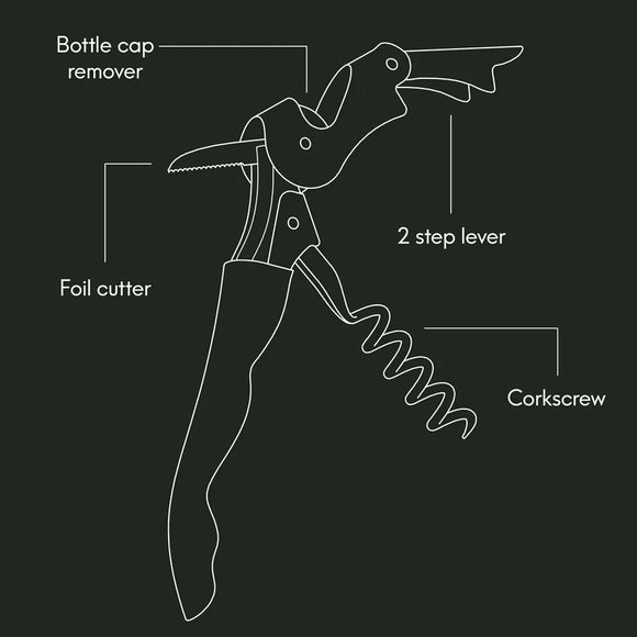 BarBits Double Reach Waiters Corkscrew - Blue stainless steel - BarBits.co.uk