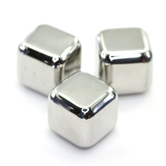 Large Stainless Steel Ice Cubes - Pack of 6 - BarBits.co.uk
