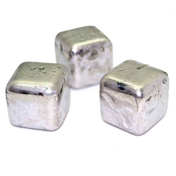 Large Stainless Steel Ice Cubes - Pack of 6 - BarBits.co.uk