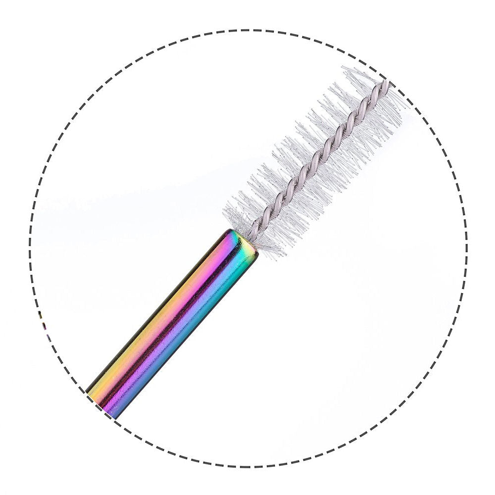 Reusable Iridescent Metal Straws & Brush - Pack of 4