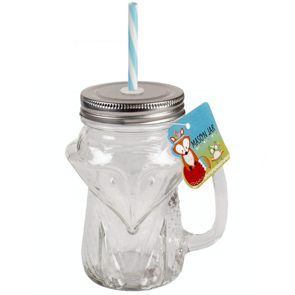 Mason Glass Drinking Jar 12oz - Fox Design - BarBits.co.uk
