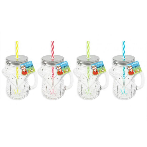 Mason Glass Drinking Jar 12oz - Fox Design - BarBits.co.uk