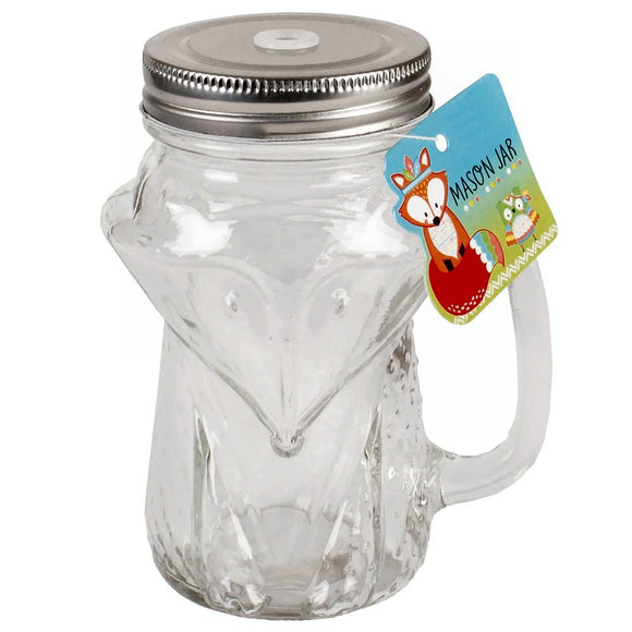 Mason Glass Drinking Jar 12oz - Fox Design - BarBits.co.uk